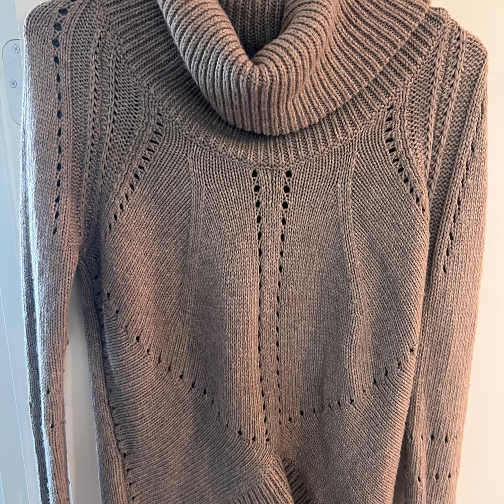 LOFT Taupe Cowl Neck Sweater